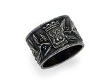 a close up of a ring with a coat of arms on it