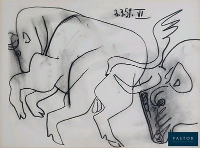 dessin représentant un homme à cheval aux côtés d'une femme