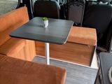 a small table in the back of a van