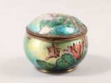 an image of a decorative box with flowers painted on it