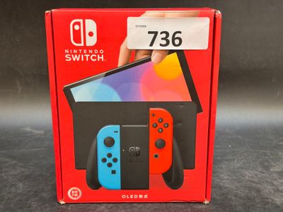 a red box with a blue and red nintendo game controller