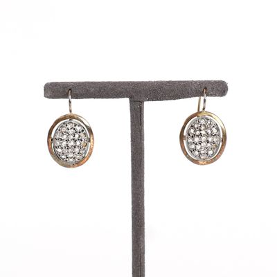 gros plan d'une paire de boucles d'oreilles sur un support