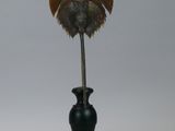 an image of a horseshoefish shell on a black vase