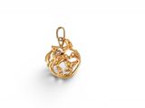 a gold charm with a horse and rider on it