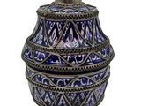 an image of a blue and white vase with a lid