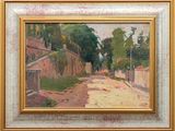an image of a painting of a street in a village