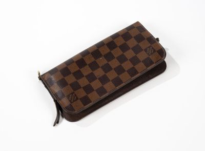 étui-portefeuille Louis Vuitton à motif damier marron et noir