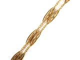 a close up of a gold bracelet on a white background