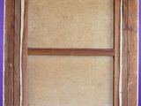 painting of a window with a wooden frame on a purple wall