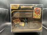 the back of a display case with a card game inside of it