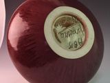 a close up of a red ball with a picture on it