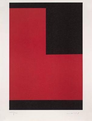 une image représentant un carré rouge et noir sur fond blanc