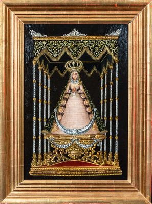 an image of a painting of a woman with a crown in a gold frame