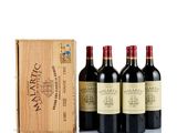 three bottles of wine in front of a wooden box