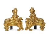 pair of gilded bronze figurines of a woman and a child