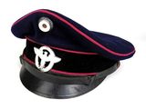 navy blue hat with pink trim and a white star on the side