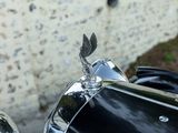 a close up of a motorcycle with a hood ornament on it