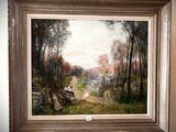 a painting hanging on the wall of a room