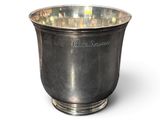 coupe à vin plaquée argent avec une inscription gravée sur le bord