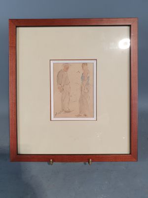 un dessin représentant un homme et une femme debout l'un à côté de l'autre