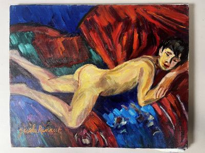 Gisèle RENAUT (XXe), Odalisque brune ou autoportrait nu de l…