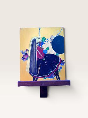 tableau représentant une femme assise sur un tabouret, un ballon à la main