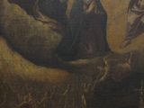 a painting on the wall of a room with a painting of jesus and other people