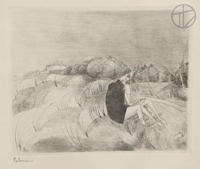 an image of a drawing of a man sitting in a field