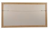 mirror with a wooden frame and a rope hanging from it ' s side