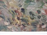a painting of a man riding a horse in a field