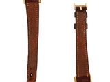 two pieces of brown leather watch strap on a white background
