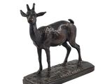 bronze statue of a deer on a base on a white background