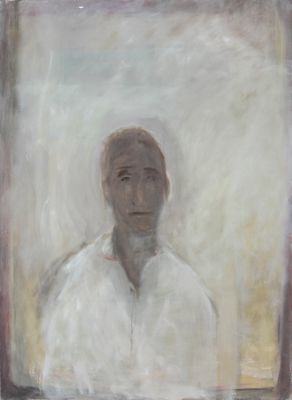 tableau représentant un homme en chemise blanche debout devant une fenêtre