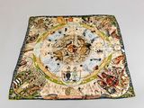 an image of a tapestry with a clock on it