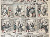 an old comic strip with pictures of a man being attacked by a woman
