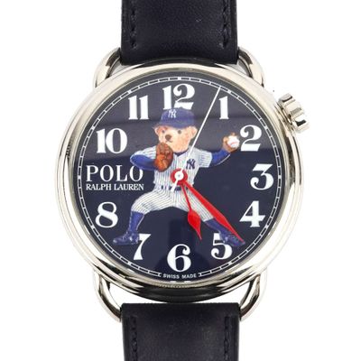 a close up of a wrist watch with a baseball player on it