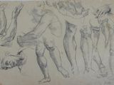 sketches of a man ' s legs and feet in various positions