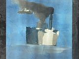 a picture of a painting with smoke coming out of it