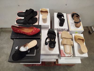 Plusieurs paires de chaussures pour femmes sont exposées dans une boîte