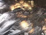 a close up of a painting of a person on a motorcycle