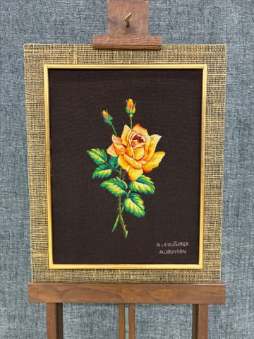 COUTURIER. Aubusson. Tapisserie « rose ». 42x33