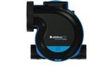 a close up of a black and blue water meter on a white background