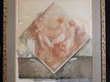 an image of a painting of a woman sitting on a ledge