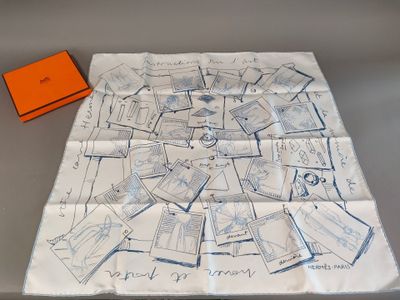 a scarf with a map on it on a table