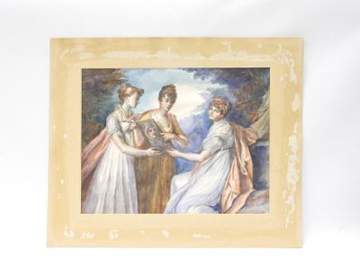 une photo d'un tableau représentant trois femmes se tenant par la main
