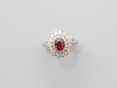 a ruby and diamond cluster ring