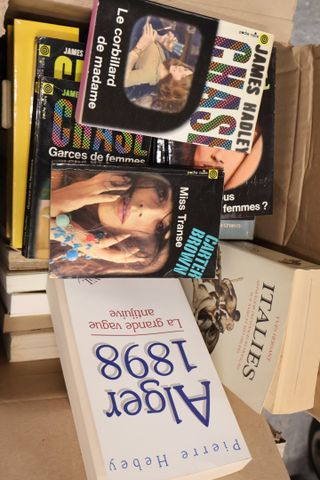 Lot de 4 cartons de livres de littérature 20° et de roman policie...