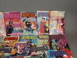 a lot of comic books that are on the table