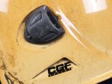 a close up of a close up of a yellow motorcycle