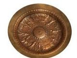 pair of antique brass door knobs on a white background